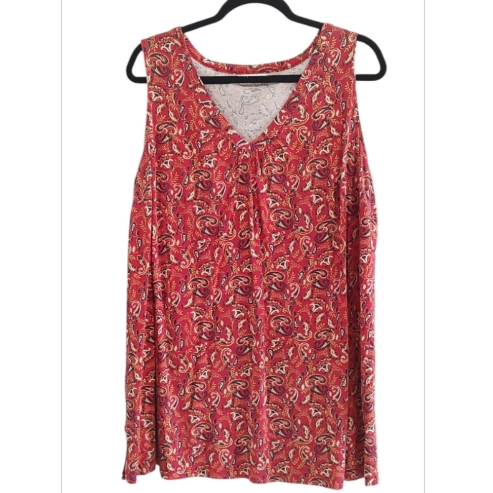 Woman Within Red Paisley Tank Top Size 18/20